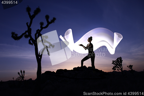 Image of Creative Light Painting With Color Tube Lighting With Landscapes
