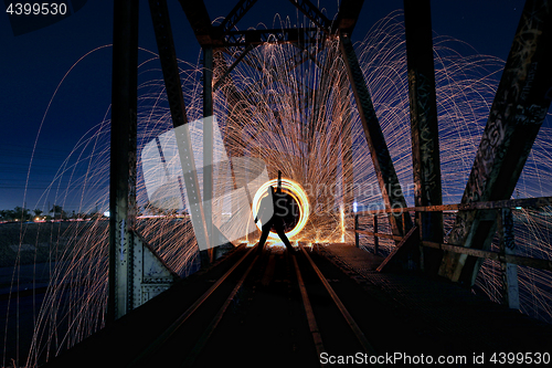 Image of Unique Creative Light Painting With Fire and Tube Lighting