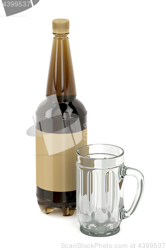 Image of Empty mug and beer bottle