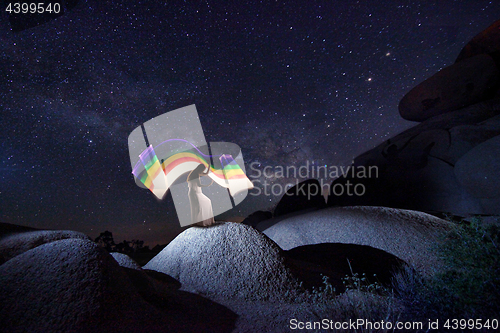 Image of Creative Light Painting With Color Tube Lighting With Landscapes