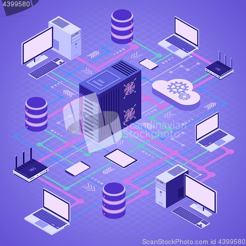 Image of Data Network Cloud Computing Technology Isometric