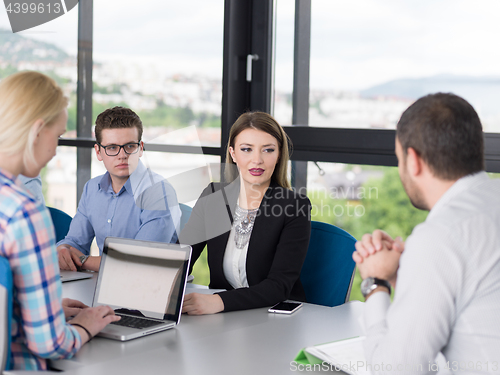 Image of Business Team At A Meeting at modern office building