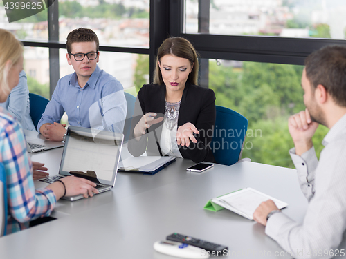 Image of Business Team At A Meeting at modern office building