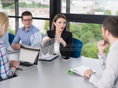 Image of Business Team At A Meeting at modern office building