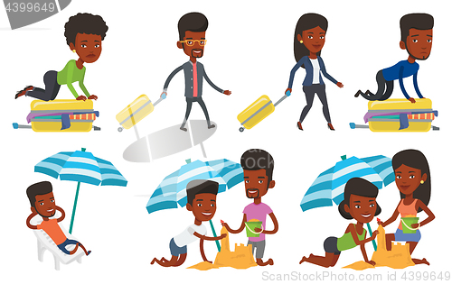 Image of Vector set of traveling people.