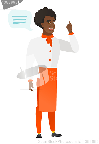 Image of African-american chef cook with speech bubble.