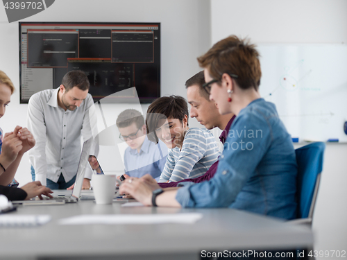 Image of Business Team At A Meeting at modern office building