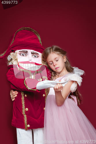 Image of The beauty ballerina who holding a nutcracker