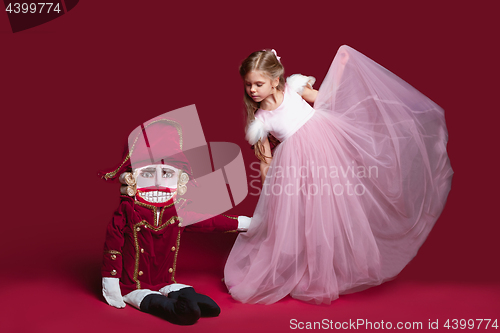 Image of The beauty ballerina who holding a nutcracker