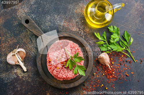 Image of raw cutlets for burger