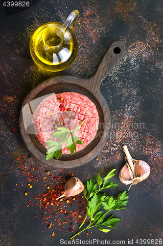 Image of raw cutlets for burger