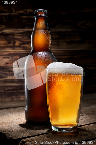 Image of Beer on wooden background