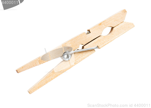 Image of Wooden clothespin on white 