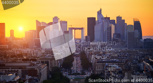 Image of La Defense at sunset