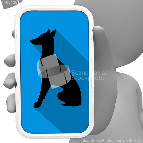 Image of Dogs Online Indicates Mobile Phone And Canines 3d Rendering