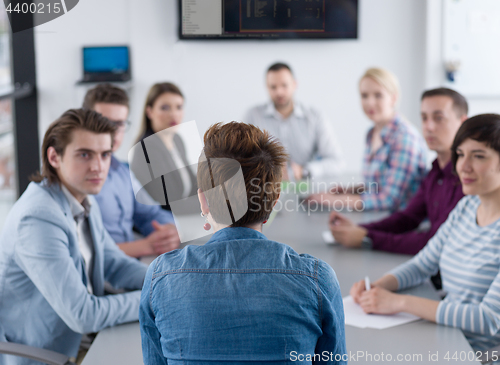 Image of Business Team At A Meeting at modern office building