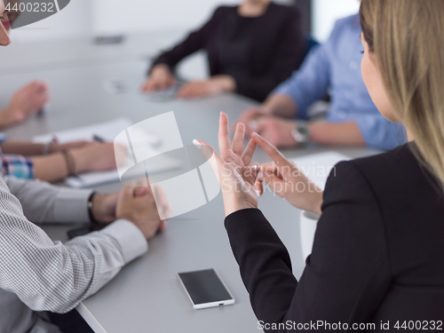 Image of Business Team At A Meeting at modern office building