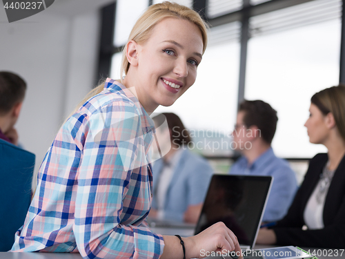 Image of Business Team At A Meeting at modern office building