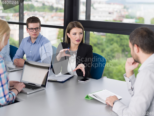 Image of Business Team At A Meeting at modern office building