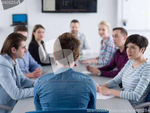 Image of Business Team At A Meeting at modern office building