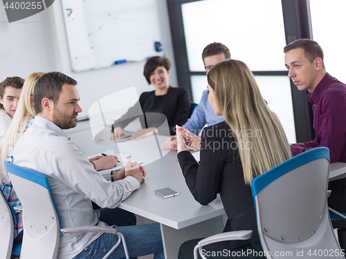 Image of Business Team At A Meeting at modern office building