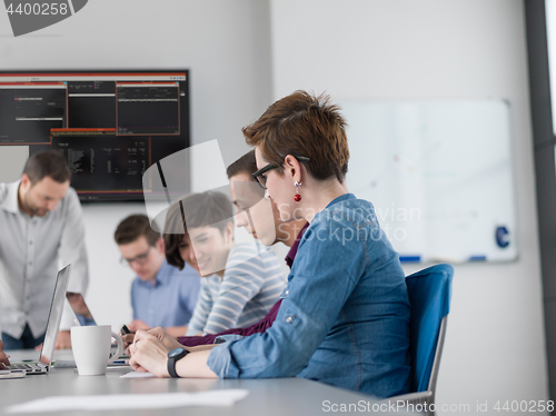 Image of Business Team At A Meeting at modern office building