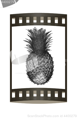 Image of Pineapple isolated on white background.3d illustration. The film