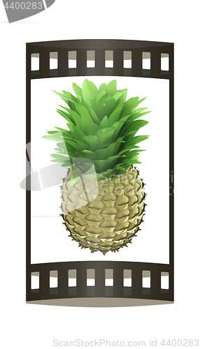 Image of pineapple.3d illustration. The film strip.