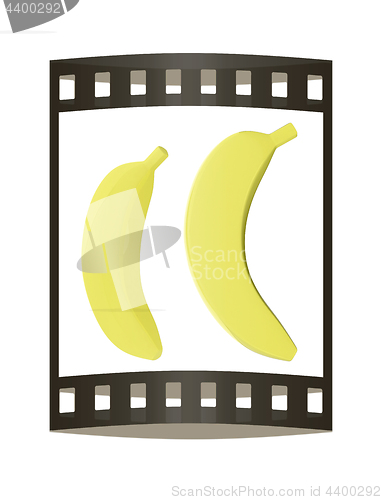 Image of bananas. 3d illustration. The film strip.