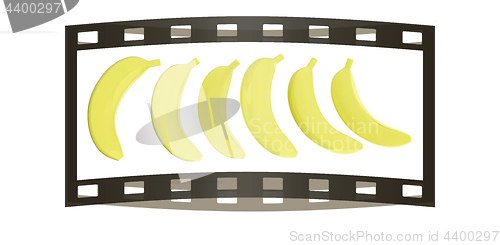 Image of bananas. 3d illustration. The film strip.