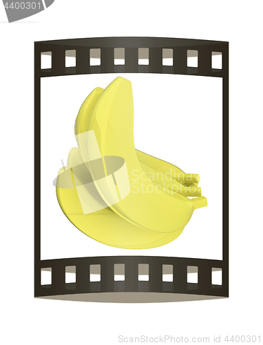 Image of bananas. 3d illustration. The film strip.