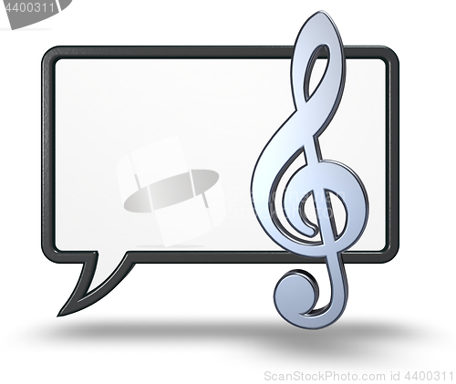 Image of speech bubble and clef