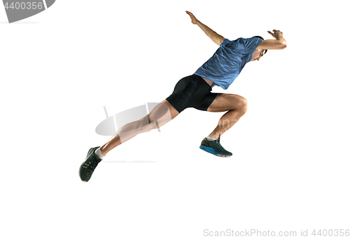 Image of The studio shot of high jump athlete is in action