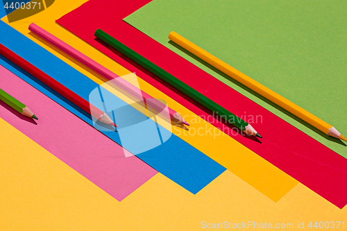 Image of colored pencils and colour paper