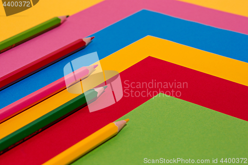 Image of colored pencils and colour paper