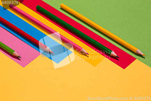 Image of colored pencils and colour paper