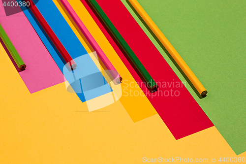 Image of colored pencils and colour paper