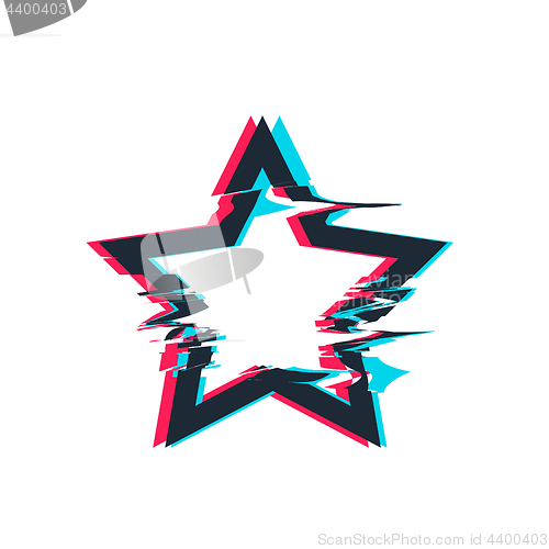 Image of Glitch distortion frame. Vector star illustration