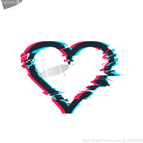 Image of Glitch distortion frame. Vector heart illustration