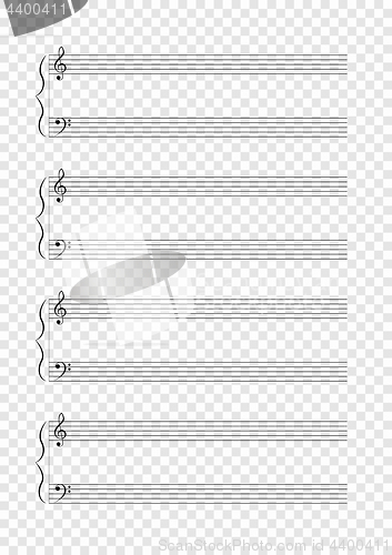 Image of Blank A4 music notes on checkered background