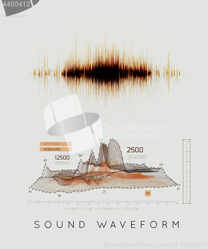 Image of Graphic musical equalizer, sound waves, on a light gray background