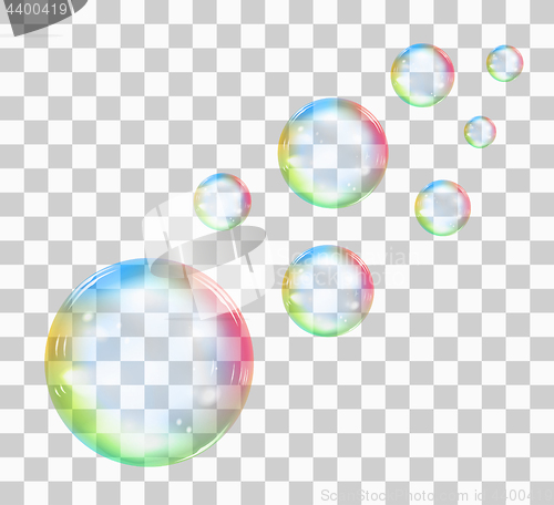 Image of Rainbow soap bubble on a transparent background. Vector illustration