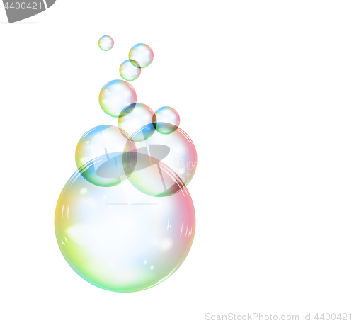 Image of Rainbow soap bubble on a white background. Vector illustration