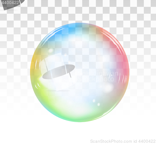 Image of Rainbow soap bubble on a transparent background. Vector illustration