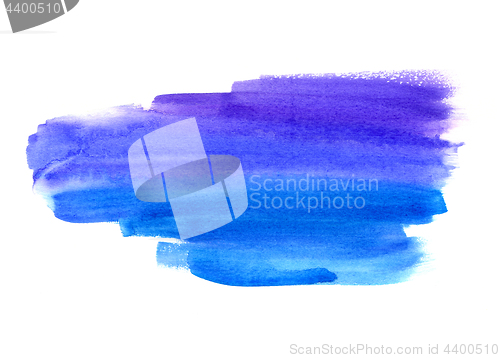 Image of Bright blue watercolor blot on white background