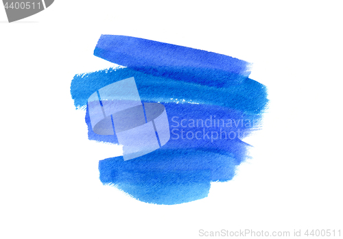 Image of Bright blue watercolor blot on white background