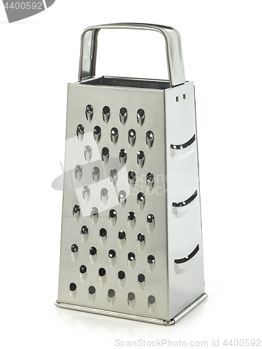Image of metallic grater on white background