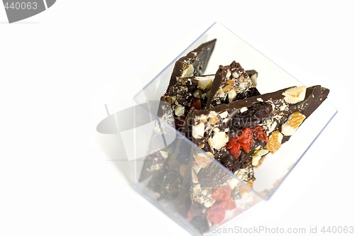 Image of glass bowl full of chocolate slices