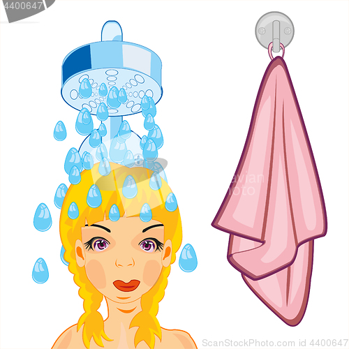 Image of Girl takes shower