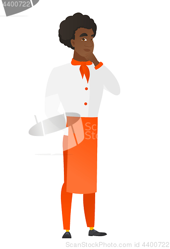 Image of African-american chef cook thinking.